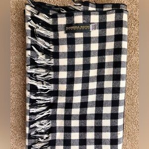 Sandra Roth Ciaosport Checkered Plaid Wool Blend Scarf Wrap With Fringe